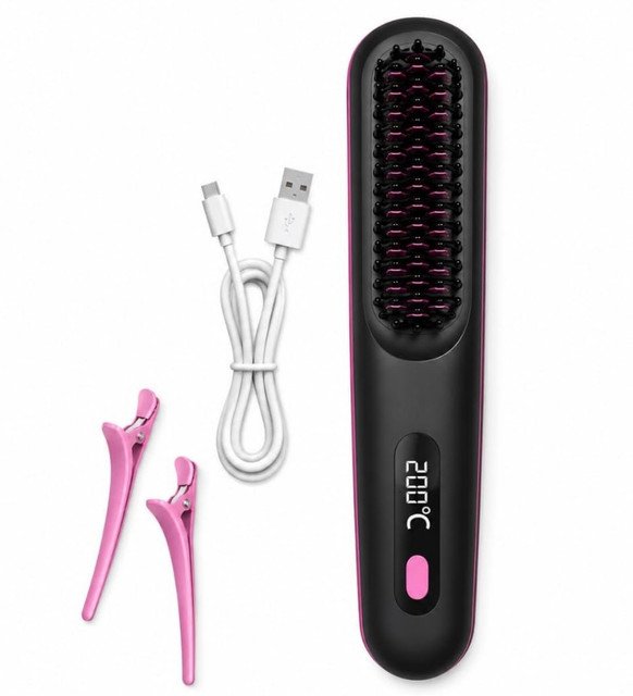 pid 67818 plastic cordless hair straightener brush black pink 2.jpg pid 67818 plastic cordless hair straightener brush black pink 2.jpg