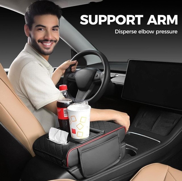 pid 67837 faux leather 5 in 1 car arm rest cushion with cup holder black red 5.jpg pid 67837 faux leather 5 in 1 car arm rest cushion with cup holder black red 5.jpg